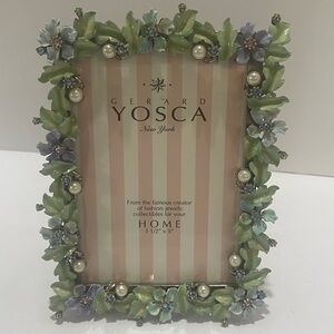 Gerard Yosca Floral Picture Picture Frame 3.5x5 Enamel Rhinestone Pearl Jeweled